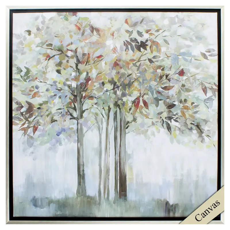 Colorful Tree Canvas Art Print – Vibrant Green Palette 1