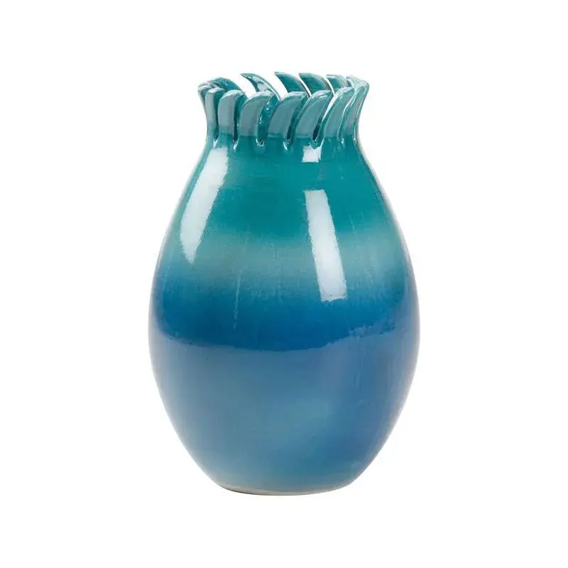 Como Blue Ombre Glazed Ceramic Vase 1