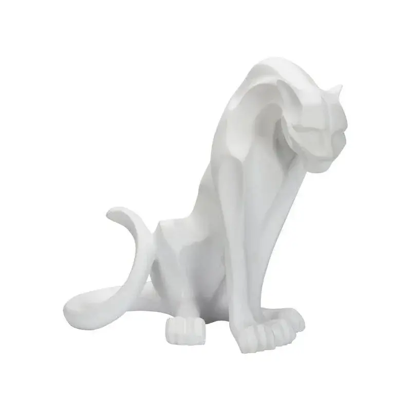 Contemporary White Cat Sculpture In Artistic Resin 1