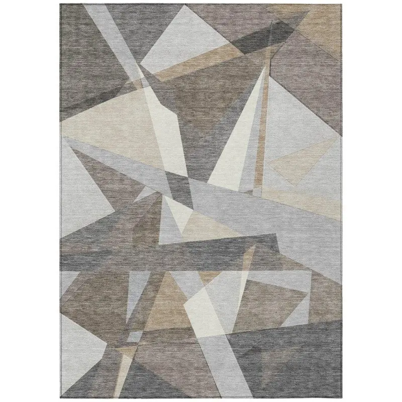 Contoure Taupe Brown Washable Indoor/Outdoor Area Rug 2