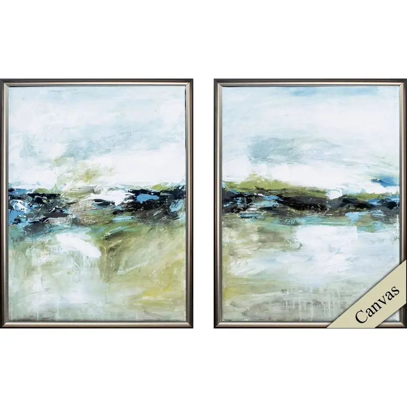 Cool Before Warmth Dual-Tone Green Canvas Art – 2-Piece Set 1
