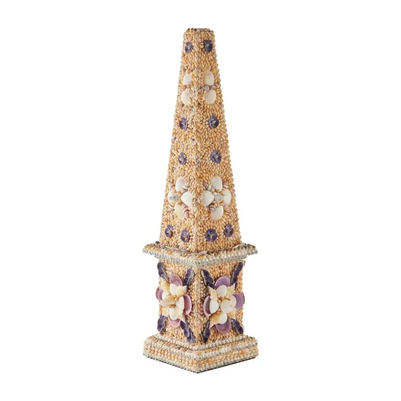 Coquillage Tall Obelisk Sculpture – Minimalist Coastal Accent 1