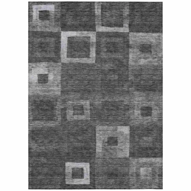 Cora Black Indoor-Outdoor Area Rug – Fade-Resistant Washable Mat 2