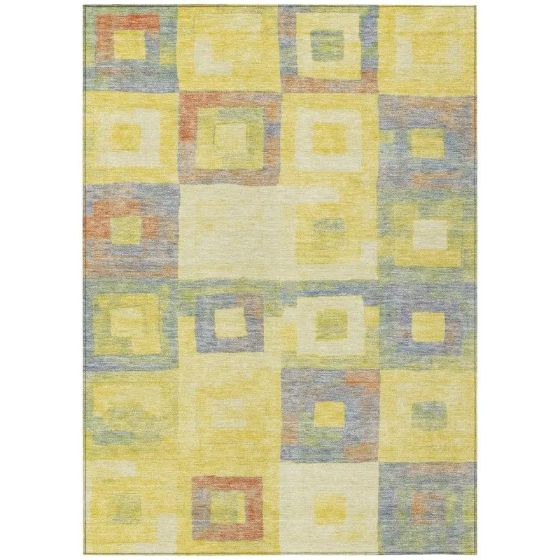 Cora Gold Indoor-Outdoor Area Rug – Fade-Resistant Washable Mat 2