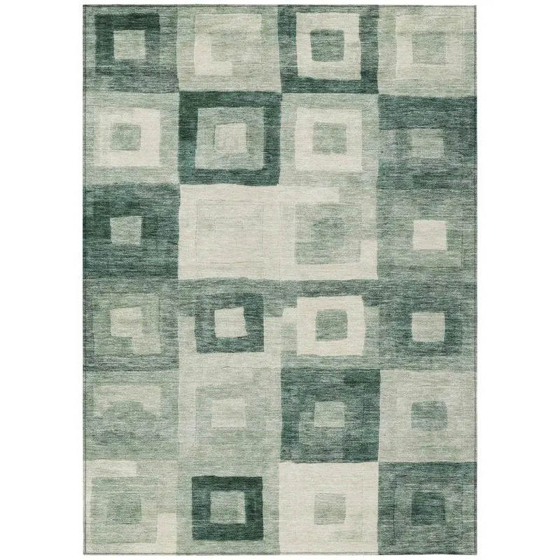 Cora Green Indoor-Outdoor Area Rug – Fade-Resistant Washable Mat 2