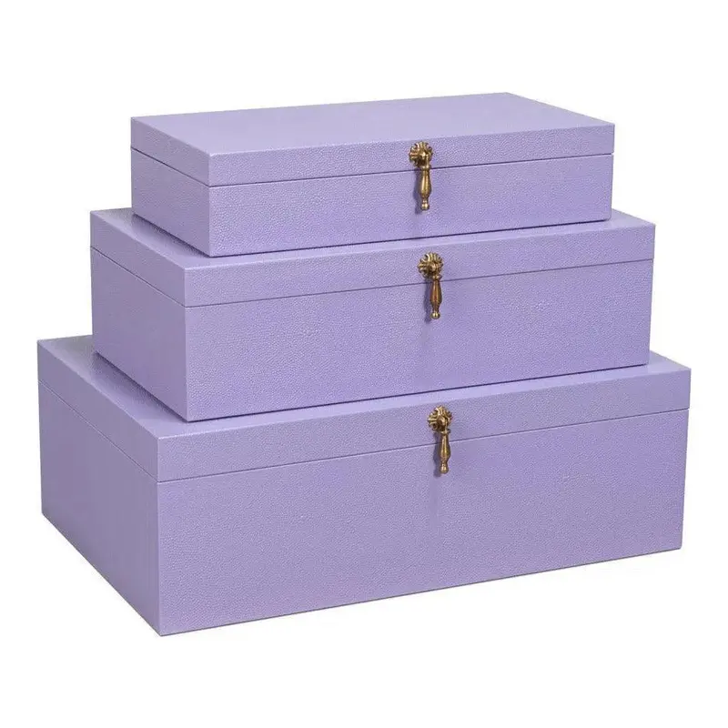 Cosmos Purple Nesting Boxes – Leather-Wrapped Mdf Set Of Three 1