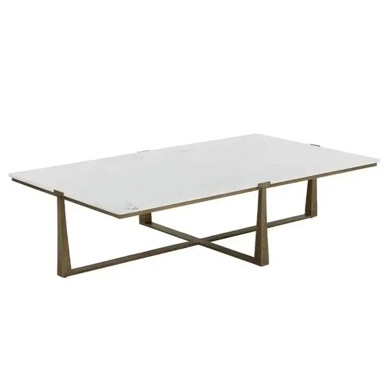 Cowell Rectangular Marble-Top Coffee Table – Elegant Living Room Centerpiece 1