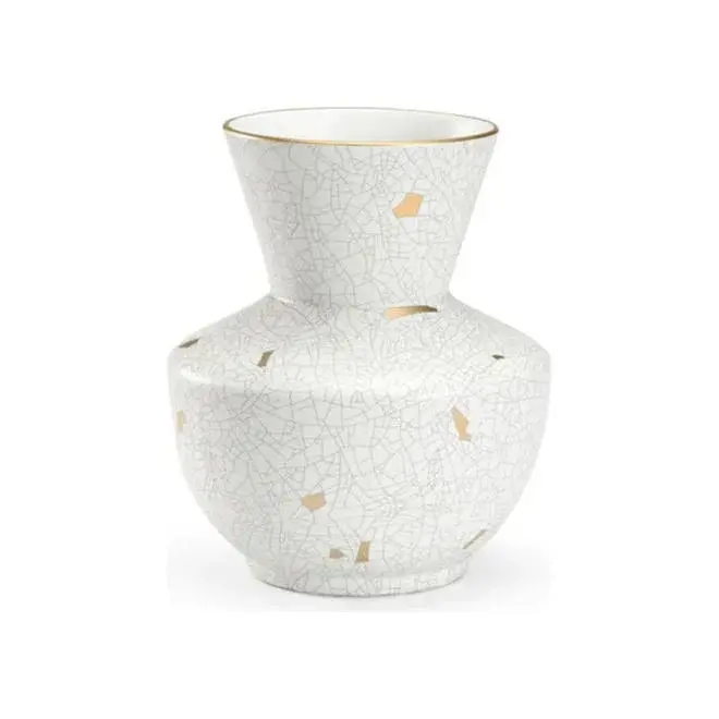 Crackled Cream Ceramic Flower Vase 1