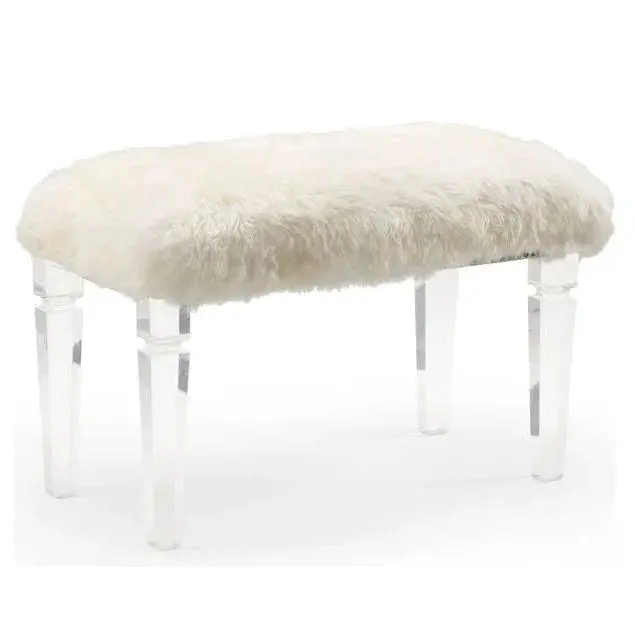 Crawford Acrylic Bedroom Bench – Sleek White Seating 1