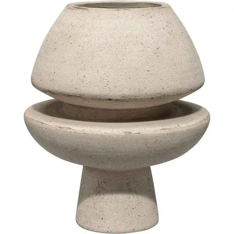 Cream Ceramic Decorative Vase With Textured Base 1