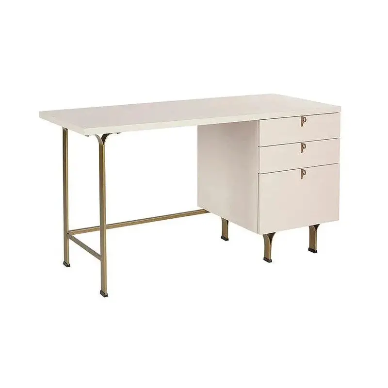 Cream Desk Featuring Antique Brass Accents 1