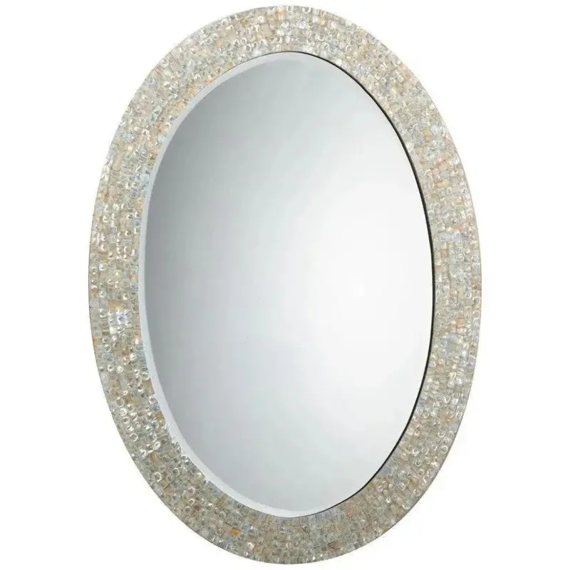 Cream Mother-Of-Pearl Reversible Oval Mirror 1