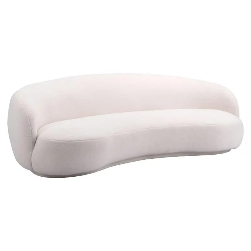 Cream Shearling Fabric Sofa – Tibet Cozy Lounge Seating 1
