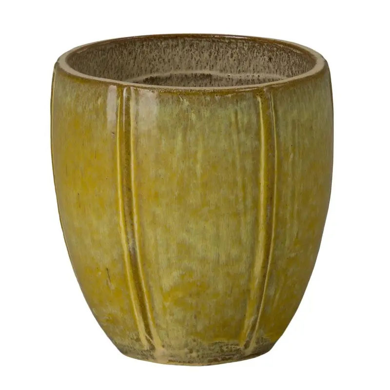Crest 10-Inch Ceramic Planter In Yellow – Compact Outdoor Option 1