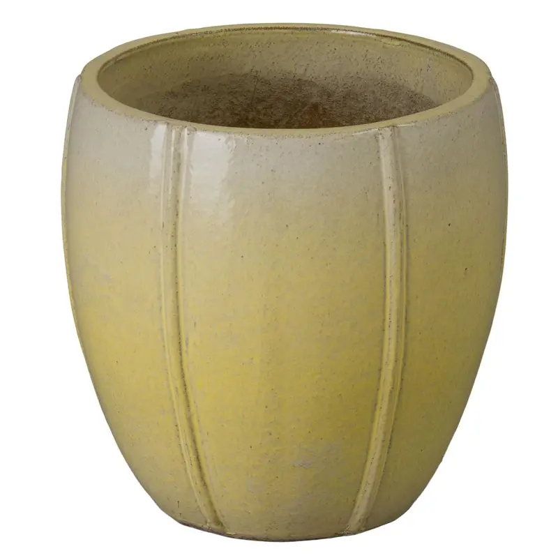 Crest 17-Inch Yellow Ceramic Planter For Patio Or Terrace Use 1