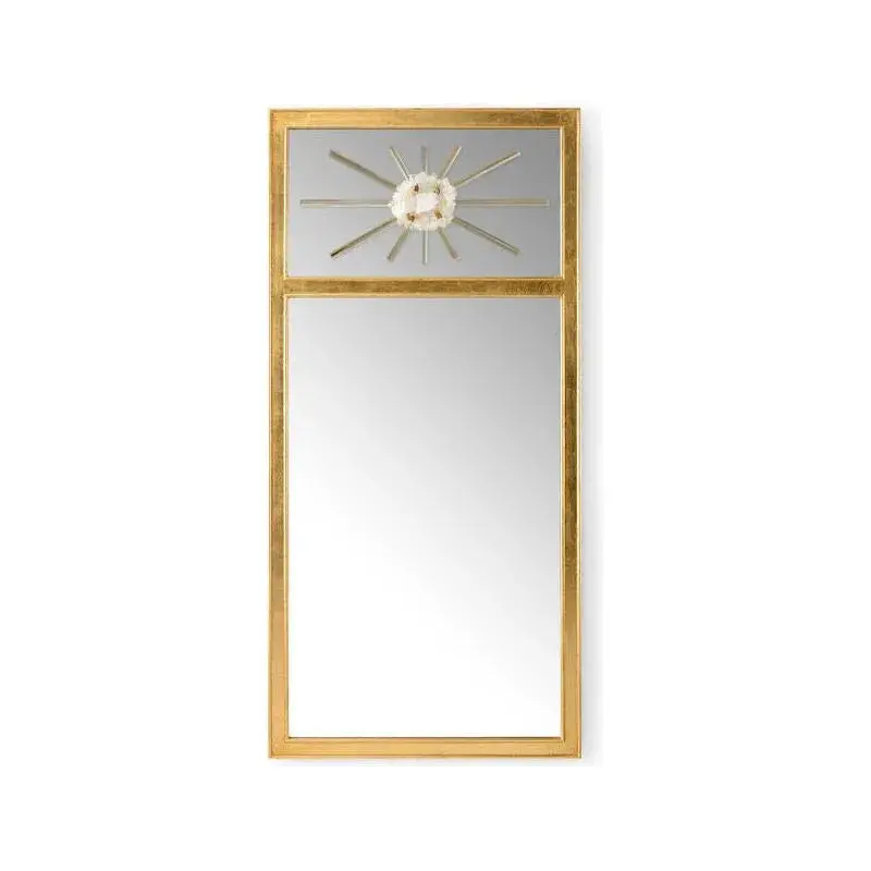 Crystal-Adorned Trumeau Wall Mirror With Wooden Frame 1