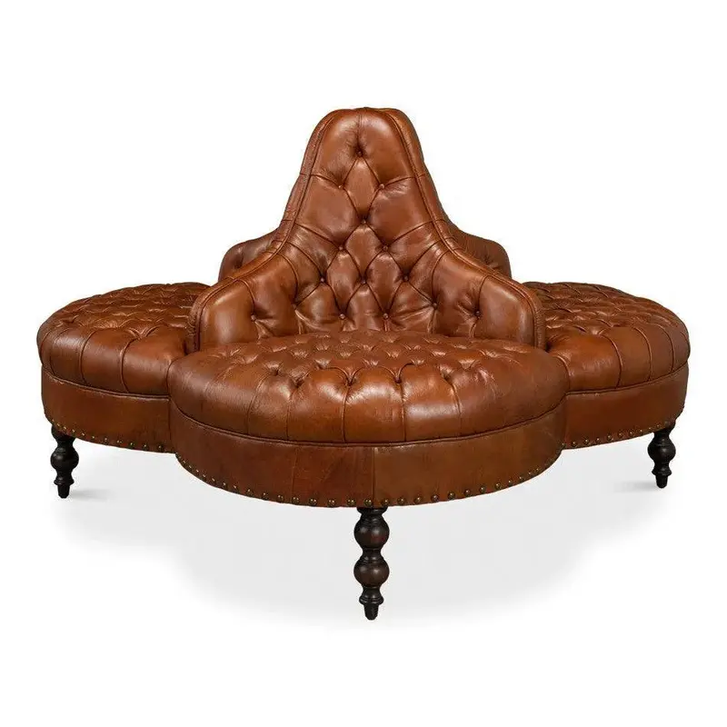 Curved Leather Lobby Sofa – Statement Seating With Organic Silhouette 1