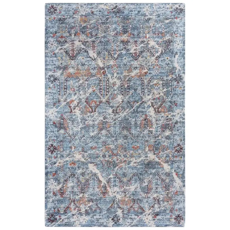 Cyri Blue And Beige Geometric Area Rug For Living Rooms 1