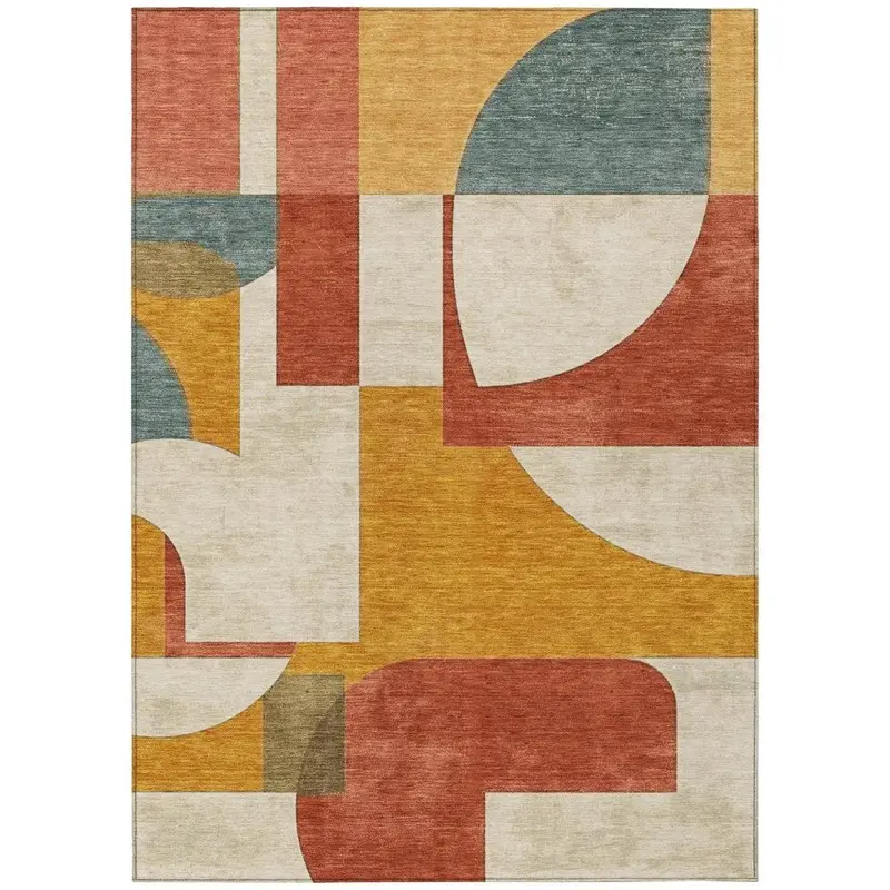 Daeel Orange Indoor-Outdoor Area Rug – Machine Washable & Durable 2