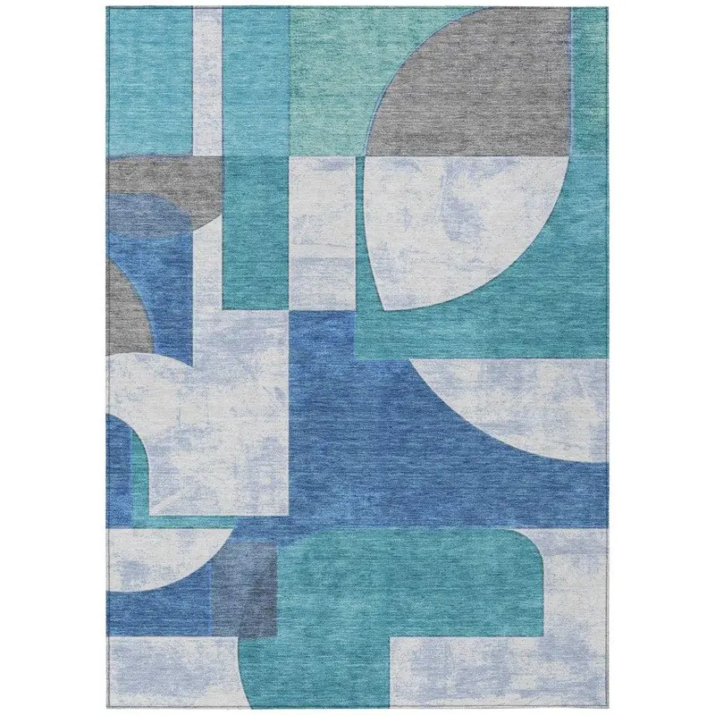 Daeel Teal Indoor-Outdoor Area Rug – Eco-Friendly Washable Floor Mat 2