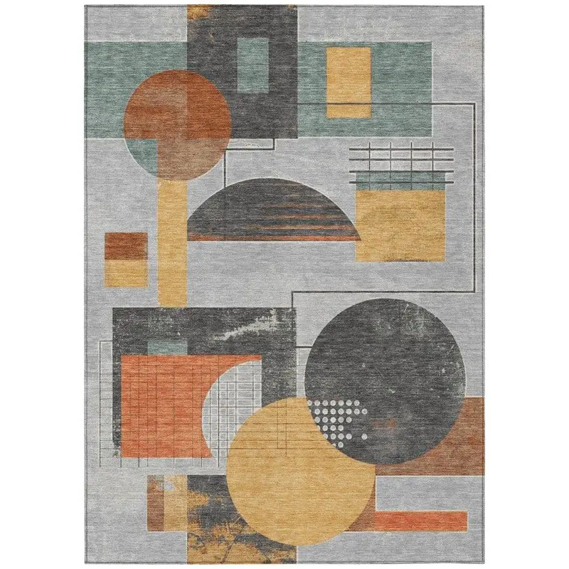 Daeon Gray Indoor-Outdoor Area Rug – Minimalist Washable Floor Covering 2