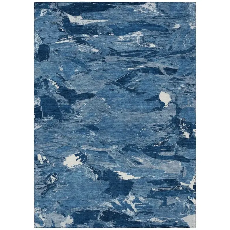 Dahlina Blue Non-Slip Indoor-Outdoor Rug 2