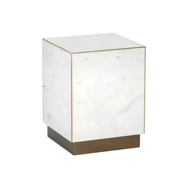 Daines Square End Table With White Marble Top 1