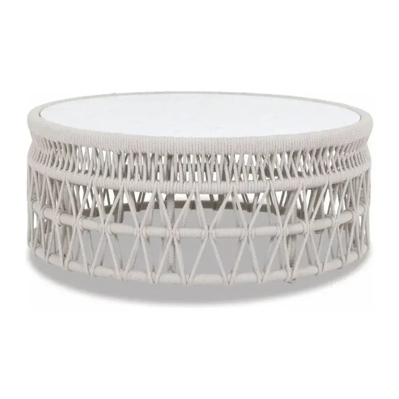 Dana Carrara Marble-Topped Aluminum Outdoor Coffee Table 1