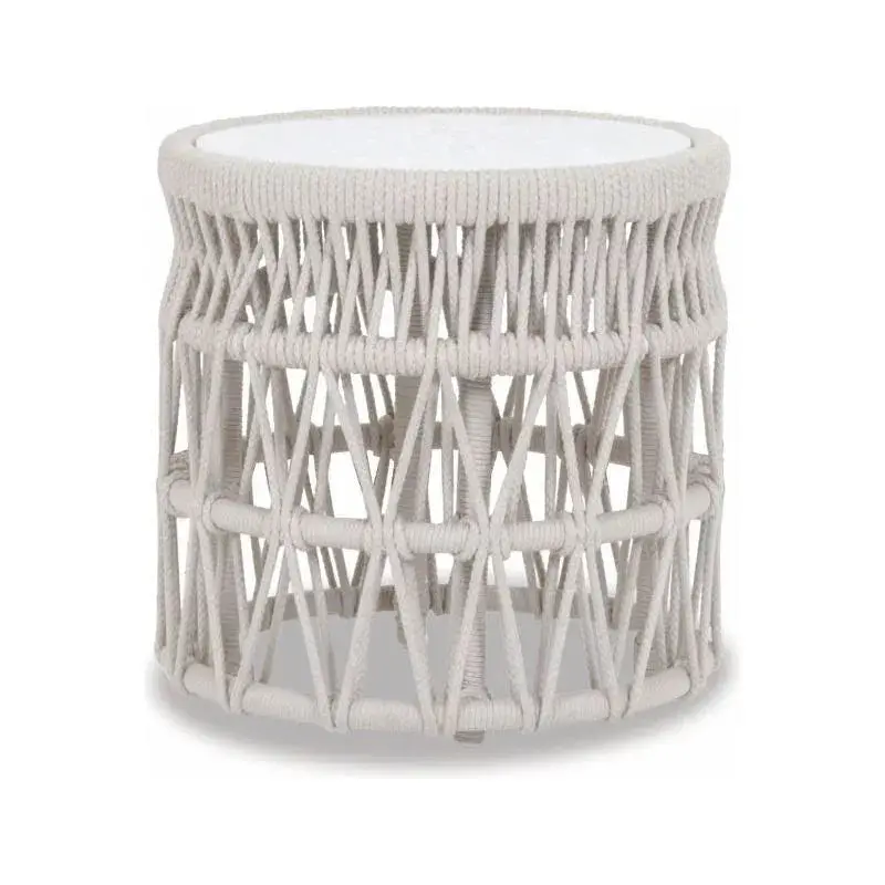 Dana Carrara Marble-Topped Aluminum Outdoor End Table 1