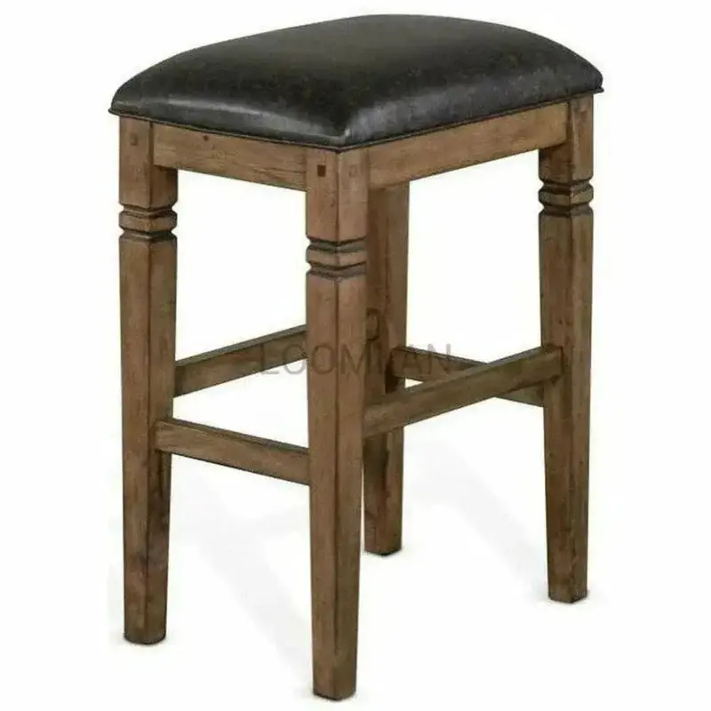 Dark Brown Backless Barstools With Padded Seats (Set Of 2) 1