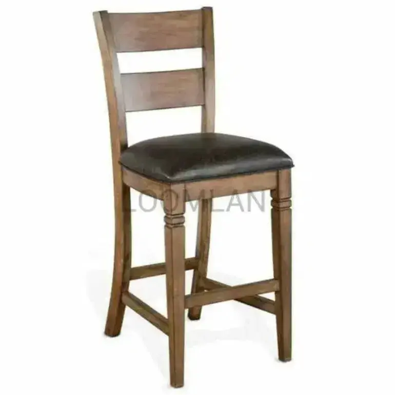 Dark Brown Ladder-Back Barstools With Cushioned Seats (Set Of 2) 1