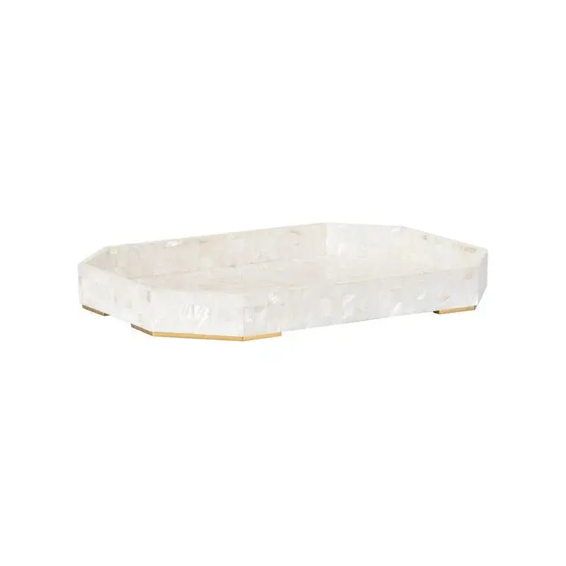 Dasanti White Mother-Of-Pearl Inlay Tray – Elegant Decorative Surface 1