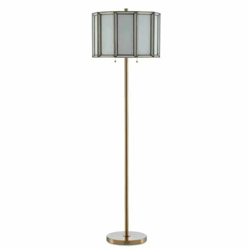 Daze Antique Brass Floor Lamp With Crisp White Accents 1