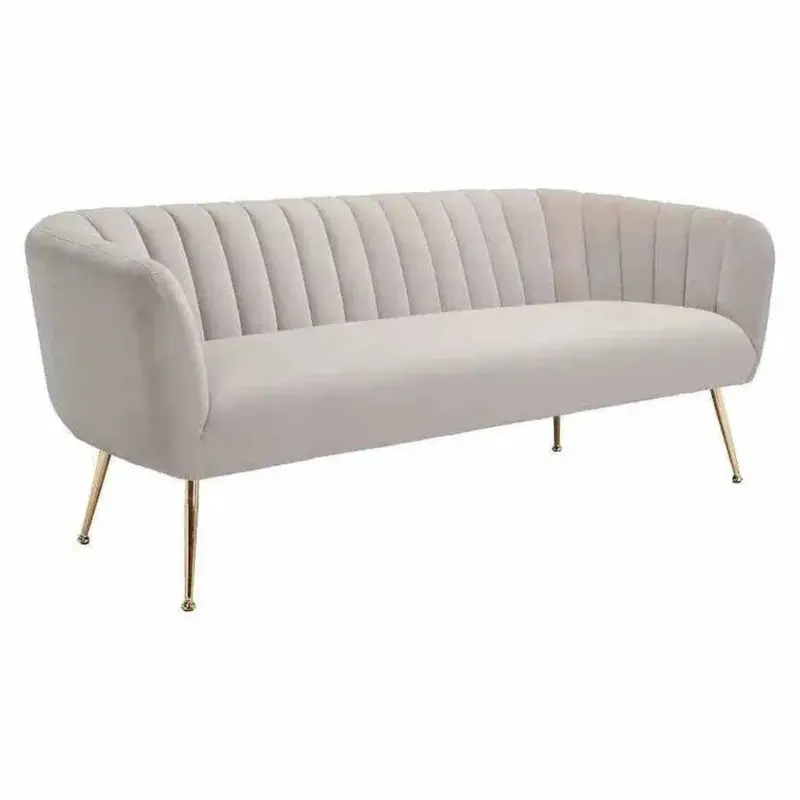 Deco Mid-Century Sofa – Beige Performance Fabric With Gold-Tone Legs 1
