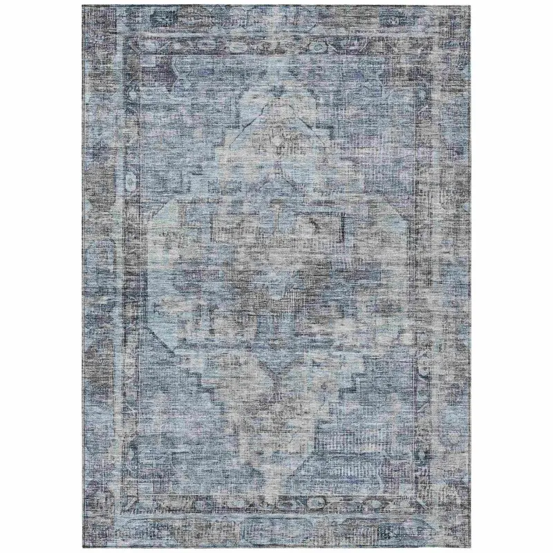 Deep Blue Washable Indoor/Outdoor Area Rug By Haeleth 1