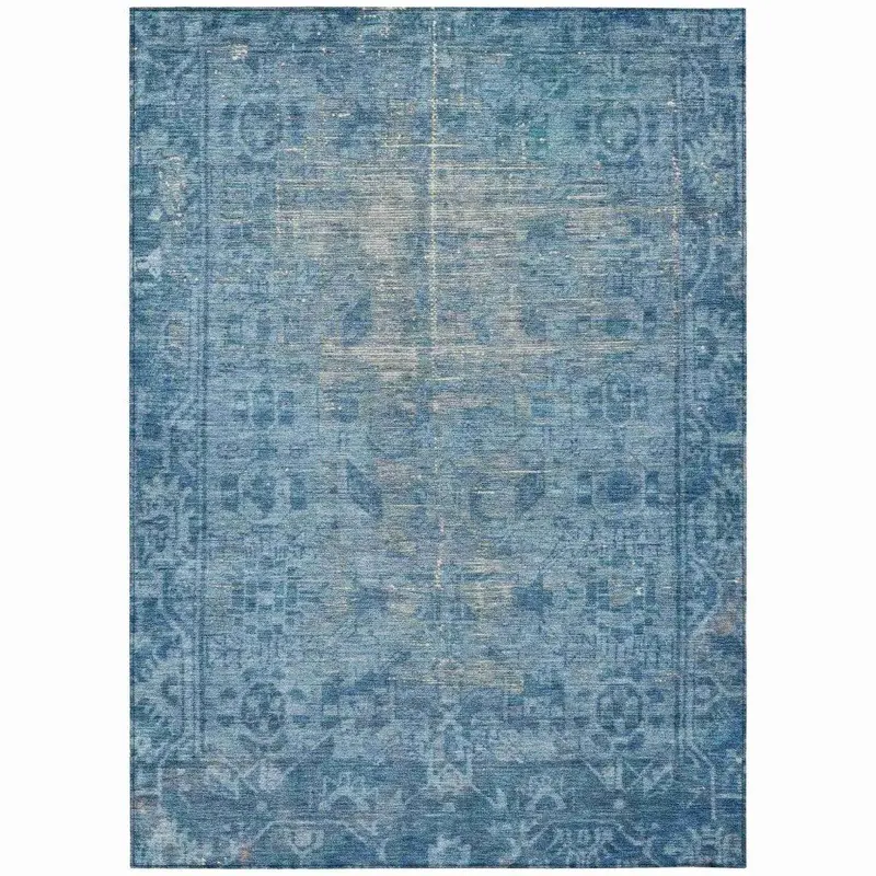 Delaura Blue Indoor-Outdoor Area Rug – Serene Washable Floor Covering 2