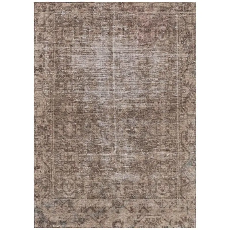 Delaura Brown Indoor-Outdoor Area Rug – Warm-Tone Washable Floor Mat 2