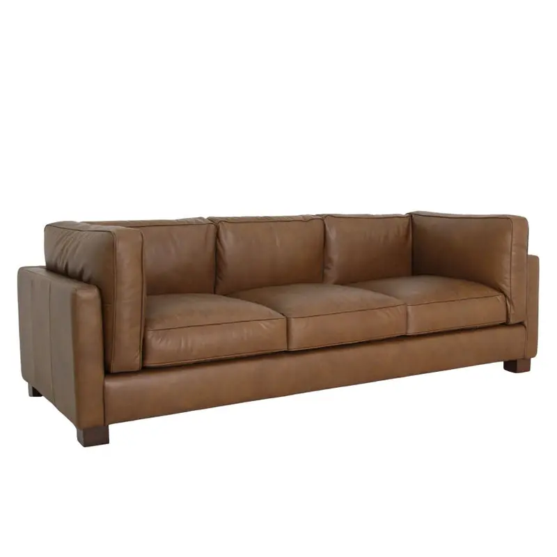 Den Leather Sofa – Sleek Top-Grain Brown Living Room Sofa 1