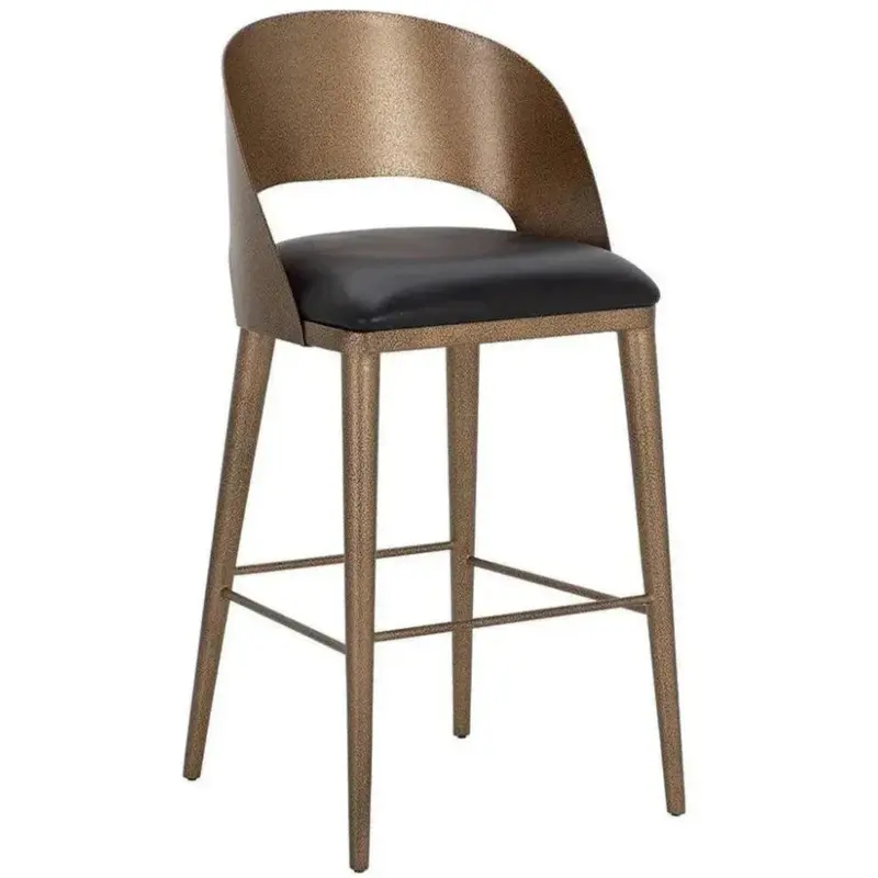 Dezirae Curved-Back Leather Barstool 1