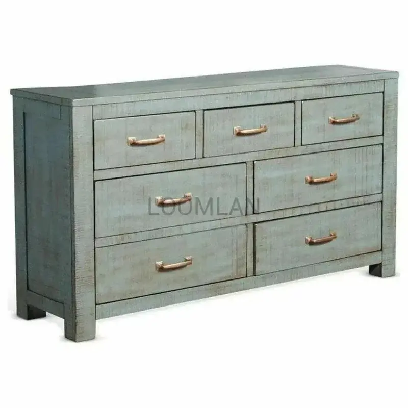 Distressed Blue Ranch-Style Dresser 1