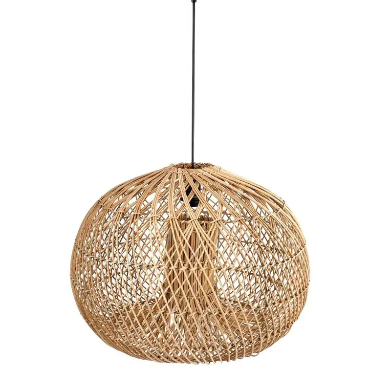Dome-Shaped Natural Rattan Hanging Lamp With Woven Texture 1