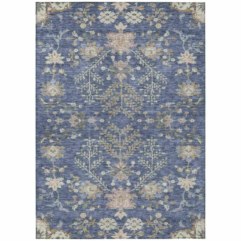Doris Blue All-Weather Area Rug – Classic Hue, Quick-Drying Washable Rug 2