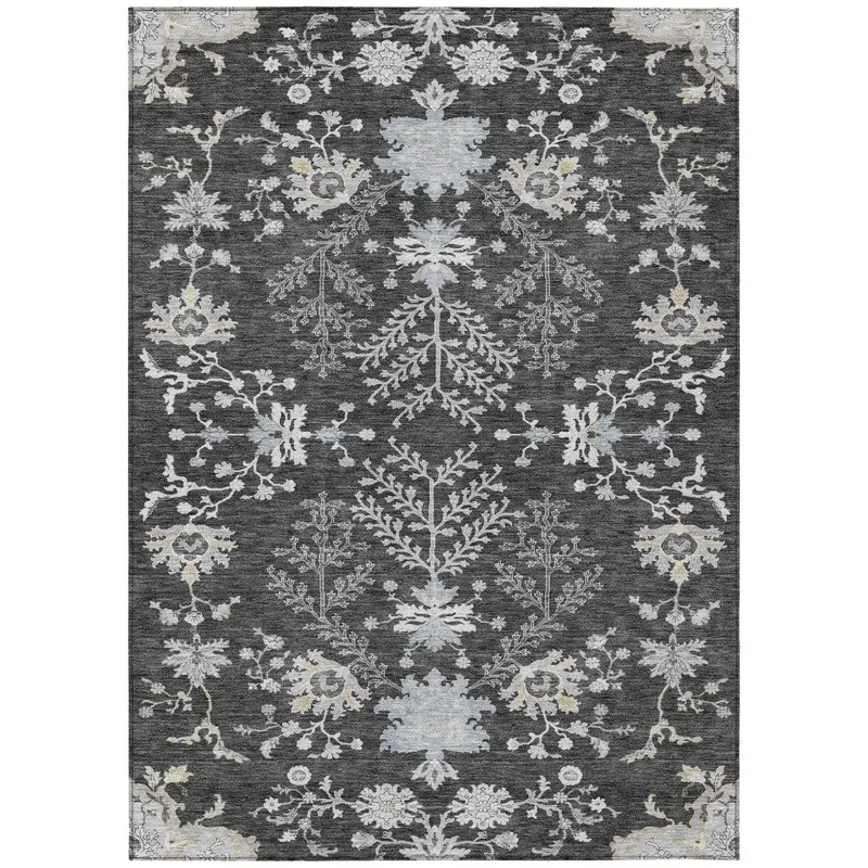 Doris Charcoal Washable Indoor-Outdoor Rug – Deep-Tone, Durable Floor Mat For High-Traffic Areas 2