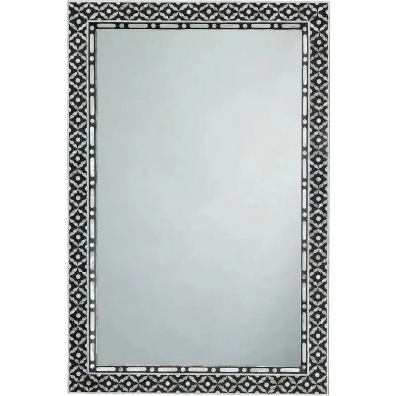 Dual-Sided Black Mother-Of-Pearl Oval Wall Mirror 1