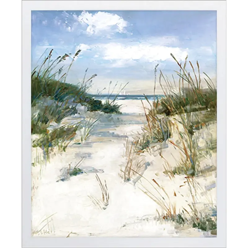Dune View Coastal Wall Art – Green-Toned Framed Print 1