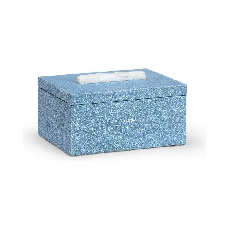 Durham Blue Shagreen-Textured Wooden Storage Box 1