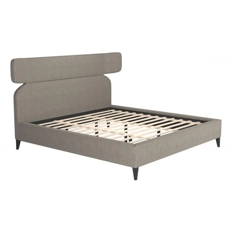 Dusa Grey Upholstered Platform Bed 1