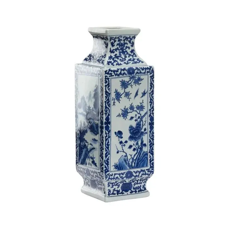 Dynasty Blue-And-White Landscape Vase – Hand-Painted Ceramic 1