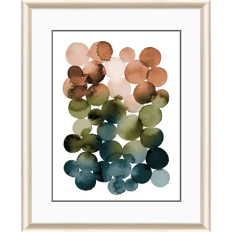 Earthy Blue Circle Wall Art With Wooden Frame 1