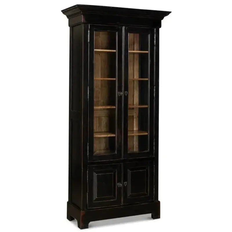 Ebony Glass-Door Bookcase For Curio Display 1